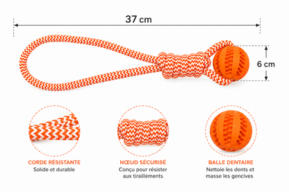 Jouet en corde avec balle | DentalLoop